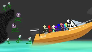 Escape the Zombie - ZOMBIE ISLAND #2  - Survival Stickman Race in Algodoo