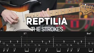 The Strokes - Reptilia (Guitar lesson with TAB)