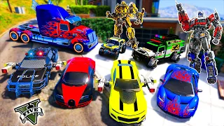 GTA 5 - Stealing TRANSFORMERS Movie Vehicles with Franklin! (Real Life Cars #259)