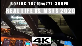 Real life Vs. Microsoft Flight Simulator 2020 | 787 vs 777 | KSFO Night Takeoff