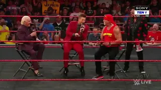 Hulk hogan,Ric flair,the miz,seth Rollins in ring segment raw 9/30/19