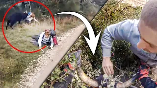 ANGRY BULL ATTACKED HIKERS | BIKERS vs ANIMALS