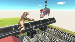 Catch the Hippo above Spikes - Animal Revolt Battle Simulator