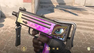 MAC-10 Disco Tech (Minimal Wear) - CS2 Skin Showcase with Ethereal Gaze (Foil) sticker