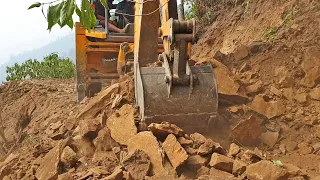 Challenged by Dust, Rocks and Bushes | Jcb Backhoe Loader | New Hilly Road Construction