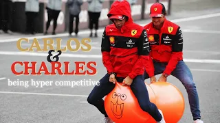 Charles Leclerc and Carlos Sainz being HYPER competitive for seven minutes straight