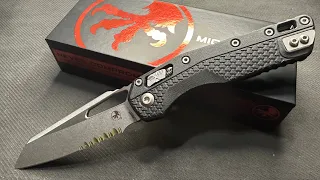 Microtech MSI Ram-Lock M390MK Black Tri-Grip Polymer Injection Handle Stonewash Partial Serrated