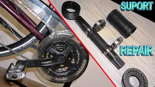 How to remove play in a bicycle bottom bracket, replacing ball bearings.