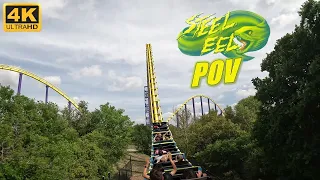 Steel Eel POV (Back Row, 4K 60 FPS), SeaWorld San Antonio Morgan Mega Coaster | Non-Copyright