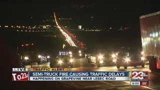 Semi-truck fire slows traffic on Grapevine