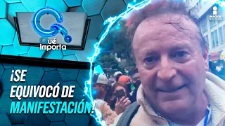 Manifestante hace un Pedrito Sola. Confunde al presidente con Gilberto Lozano | Qué Importa