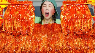 [Mukbang ASMR] 핵매운🔥 불닭 팽이버섯 먹방! SPICY ENOKI MUSHROOMS (RECIPE) FIRE Buldak SAUCE Eatingshow Ssoyoung