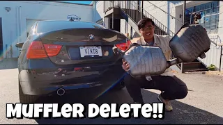 MY BMW E90 335i GOT A MUFFLER DELETE!!!