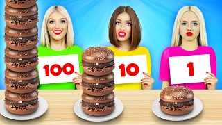 100 Layers of Chocolate Food Challenge | Sweet War for 24 Hours! Chocolate VS Real Food by RATATA