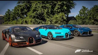 Forza Motorsport Drag Race: Bugatti Divo vs Chiron vs Veyron SS