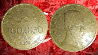Монеты Турции 🇹🇷:100000 лир,2000 года выпуска 💯