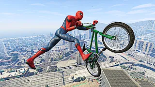 GTA 5 Spider-Man BMX Stunts/Parkours (Jumps, Fails, Euphoria Ragdolls) Ep.07