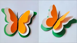 Handmade Tricolor 3D Butterfly Badge For Independence Day