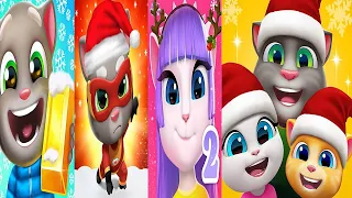 Talking Tom Gold Run vs Hero Dash vs My Talking Angela 2 vs My Talking Tom Friends Christmas