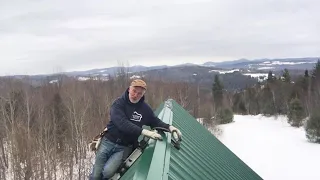 Home made roof ladder hook for metal roofing.