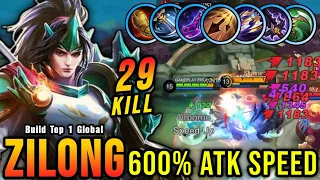 29 Kills!! 600% Attack Speed Build Zilong The Killing Machine!! - Build Top 1 Global Zilong ~ MLBB