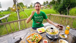We Stayed in a Rice Paddy Hotel!! 🌾 Breakfast + Dinosaur Footprints 🦖 | Kalasin, Thailand