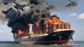Iran's Ka-52 brutally destroys a US cargo ship carrying 289,000 tons of explosives.