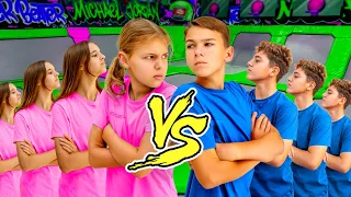 Ivan - Girls VS Boys Challenge in Trampoline Park