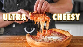 Super Cheesy Homemade Deep Dish Pizza