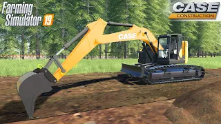 Farming Simulator 19 - CASE CX245D Crawler Excavator Digs A Trench For The Sewer