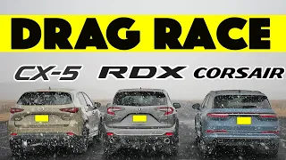 Gone in 15 Seconds! 2024 Acura RDX vs Lincoln Corsair vs Mazda CX-5  Drag and Roll Race