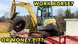 Excavator In Action On The Farm, & A Sawmill Surprise.  Yanmar VIO50