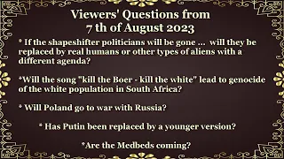 REPOSTED! Viewers' Questions from the 7th of August 2023 - NOW WITH MANY DIFFERENT SUBTITLES