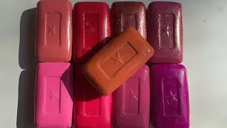 ASMR cutting of dry army soap painted in pink/ резка солдатского мыла