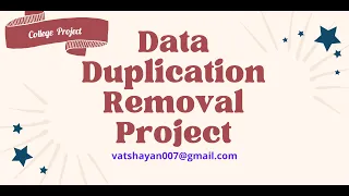 Data Duplication Removal Using Machine learning || DeDuplication Project