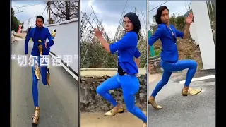Blue Suit Chinese Man transforming and running Meme Compilation