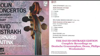 CD 21  David Oistrakh plays  Stravinsky Violin Concerto & Mozart Violin Concerto No  1 K207