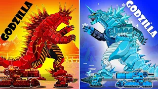 FIRE GODZILLA vs ICE GODZILLA - The World of Fire Tank VS Ice Tank | Arena Tank Cartoon