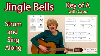 Jingle Bells Key of A with Capo (Beginner Guitar)