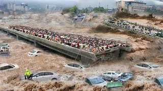 China Bridge Destroyed in seconds! Three Gorges Dam flooding causes whole city underwater in China