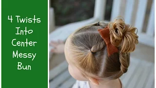 4 Twists With Center Messy Bun Toddler Hairstyle