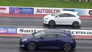 Vauxhall Corsa VXR 1.6 Turbo (192 BHP) vs Vauxhall Astra VXR (280 BHP) 1/4 Mile Drag Race