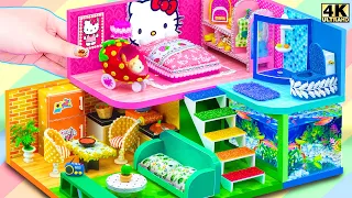 Build Cute 5 Color Hello Kitty House with Underground Aquarium from Cardboard ❤️ DIY Miniature House