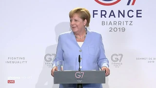 G7-Gipfel: Pressekonferenz mit Bundeskanzlerin Angela Merkel am 26.08.19