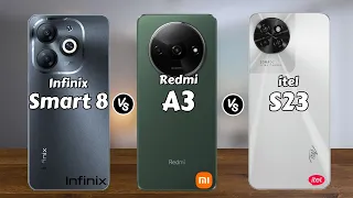 Infinix Smart 8 vs Redmi A3 vs itel S23