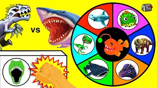 🦈 SHARKS VS DINOSAURS 🦖 Spinning Wheel Slime Game w/ Hammerhead, Puffer, T-Rex & More