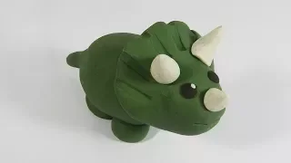 Cómo hacer un triceratops de plastilina paso a paso fácil, explicado - Dinosaurios