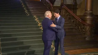 Justin Trudeau arrives at Queen’s Park for meeting with Doug Ford