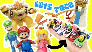 The Super Mario Bros Movie Hot Wheels Jungle Kingdom Raceway Build with Peach, Luigi, Bowser