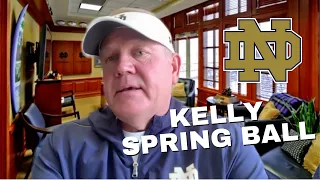 Brian Kelly Talks First Notre Dame Spring Practice, Jack Coan, Drew Pyne, Tyler Buchner, New Look OL